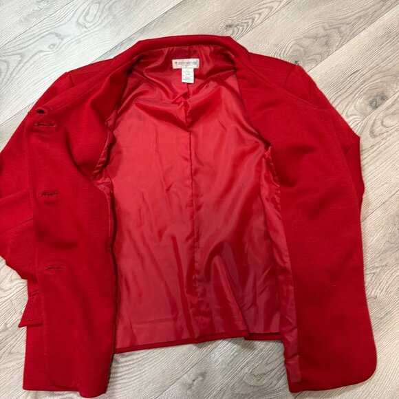 John Meyer Womens Blazer Jacket Plus Size 22W Red VTG Y2K Black Stitching Accent - Picture 7 of 16